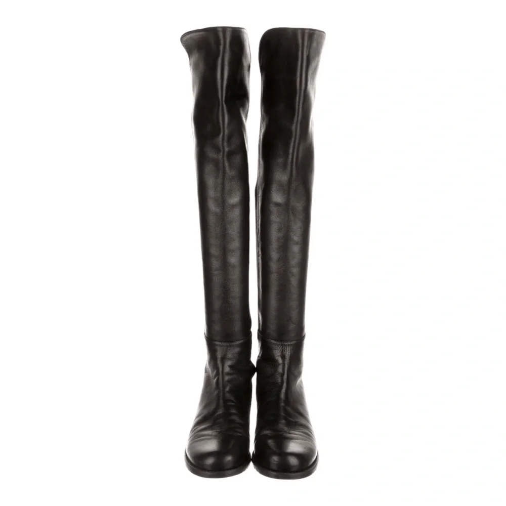 Stuart Weitzman 5050 | Black Nappa Leather Over-The-Knee Boots | Black | 6